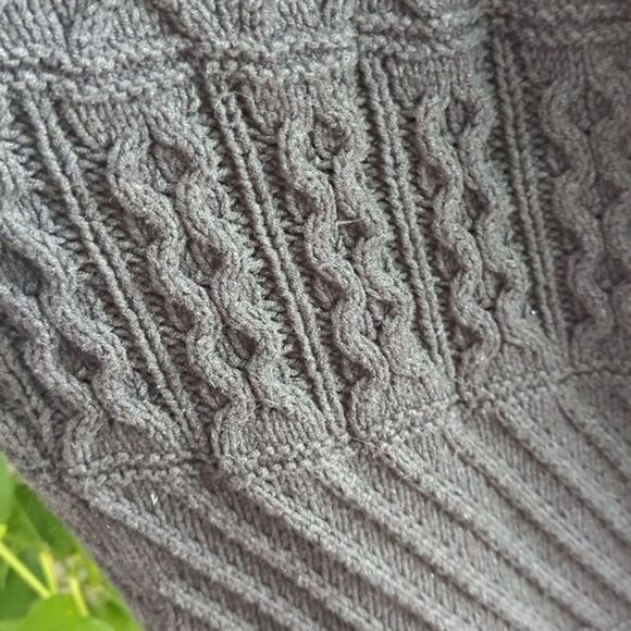 Sonoma Knit Gray Crochet Fringe Open Western Cardigan Poncho Vest Size Medium - Picture 4 of 7